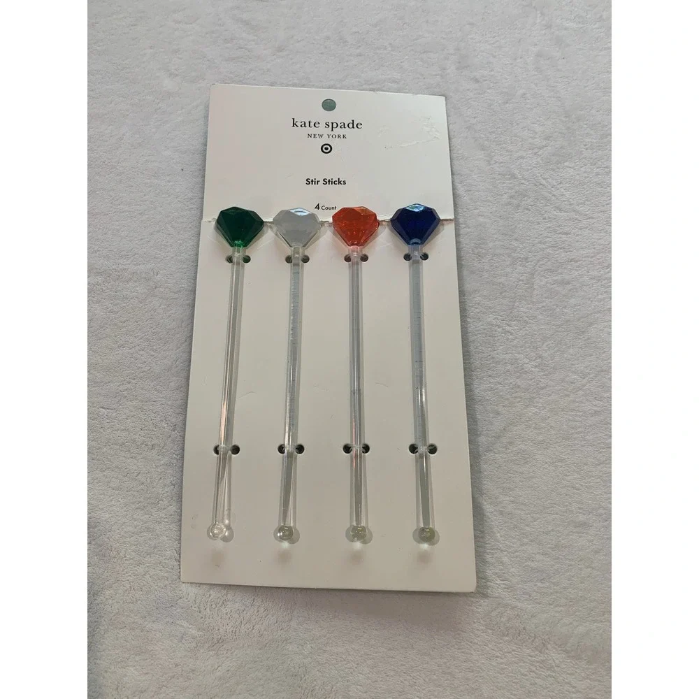 Kate spade cocktail drink stir sticks 4 new with tags‎ unused diamond shape tops